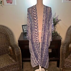 ✔️Asymmetrical Geometric Print Lightweight Kimono